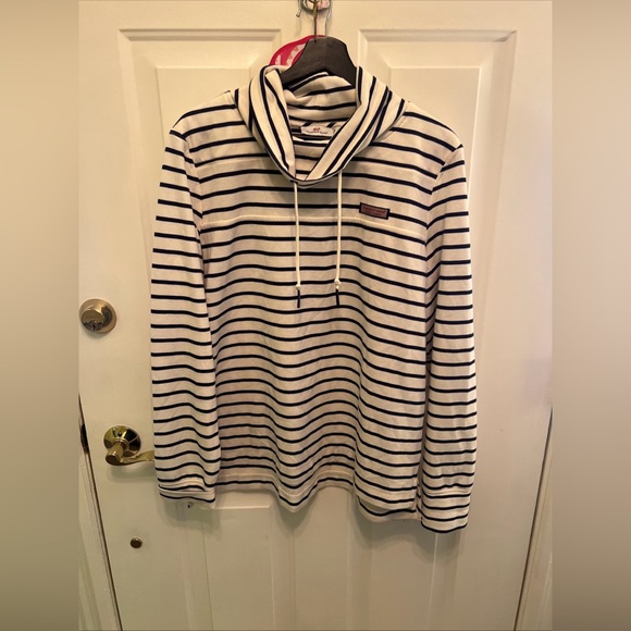 Vineyard Vines Shep Sweatshirt Funnel Neck Drawstring Striped Size XL - Picture 9 of 11